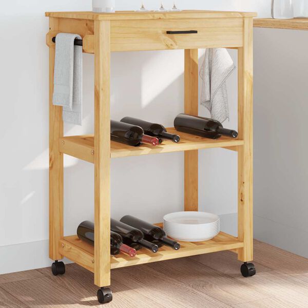 vidaXL Kitchen Trolley MONZA 60x40x88.5 cm Solid Wood Pine