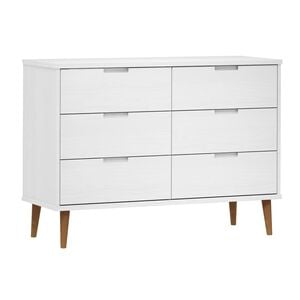 vidaXL Drawer Cabinet "MOLDE" White 113x40x80 cm Solid Wood Pine