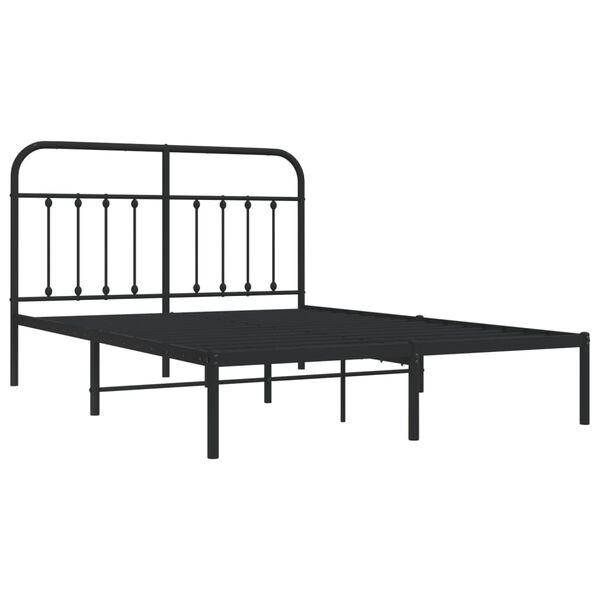 vidaXL Metal Bed Frame without Mattress with Headboard Black 140x200cm