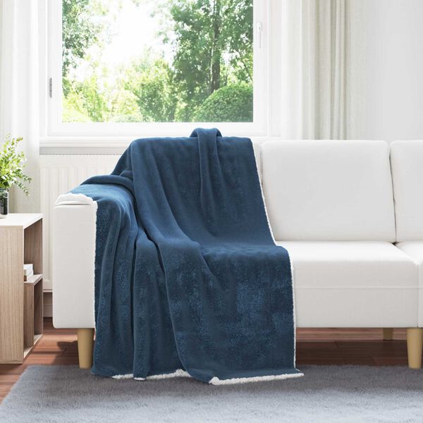 vidaXL Throw Blanket Navy Blue 130 x 150 cm Fleece