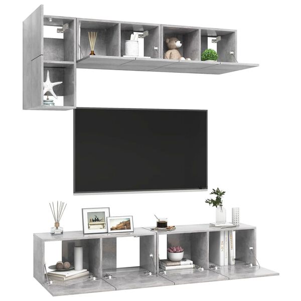 vidaXL 5 Piece TV Cabinet Set Concrete Grey Engineered Wood