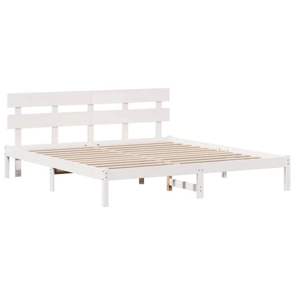 vidaXL Bed Frame with Headboard White 180 x 200 cm Solid Pine wood