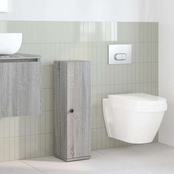 vidaXL Bathroom Cabinet with Roll Holder Grey Sonoma 20.5x22x72 cm