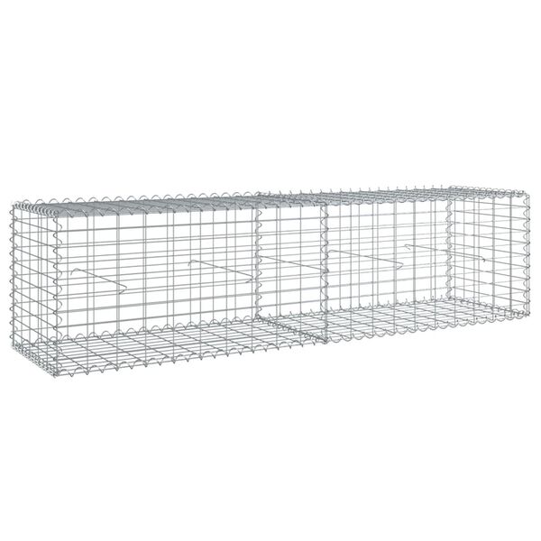 vidaXL Gabion Basket with Cover 200x50x50 cm Galvanised Iron