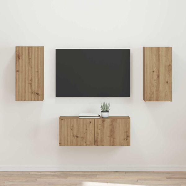 vidaXL TV Cabinet Set Wall-mounted 2 pcs Artisan Oak Engineered Wood