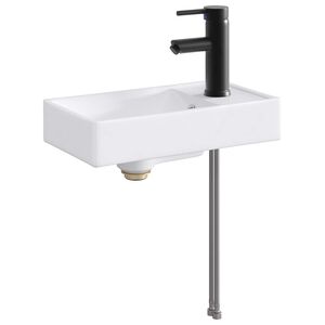vidaXL Bathroom Sink with Faucet and Drain Matte Black