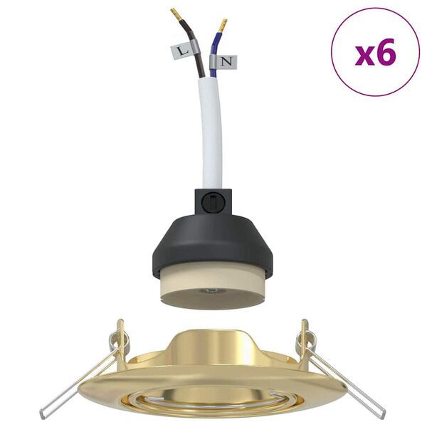 vidaXL Spotlight 6 pcs Gold 9 x 9 x 2.5 cm Metal