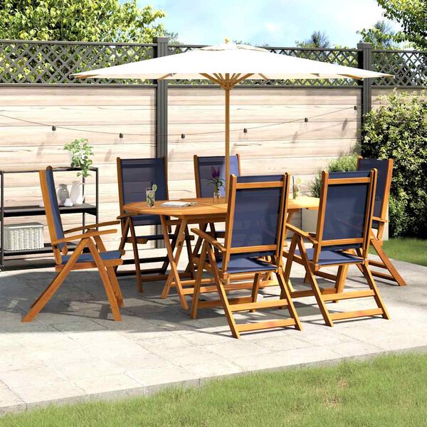 vidaXL 7 Piece Garden Dining Set Solid Wood Acacia and Textilene