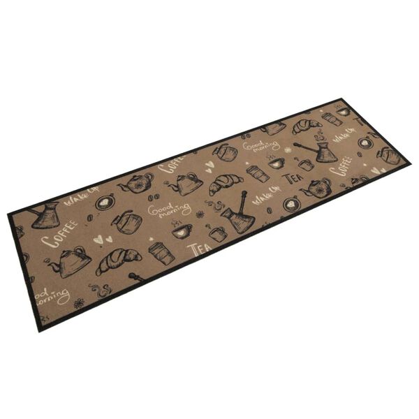 vidaXL Kitchen Rug Washable Morning Brown 45x150 cm Velvet
