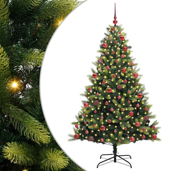 vidaXL Artificial Hinged Christmas Tree 300 LEDs Green 180 cm