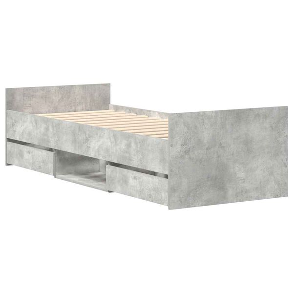 vidaXL Bed Frame without Mattress Concrete Grey 75x190 cm Small Single
