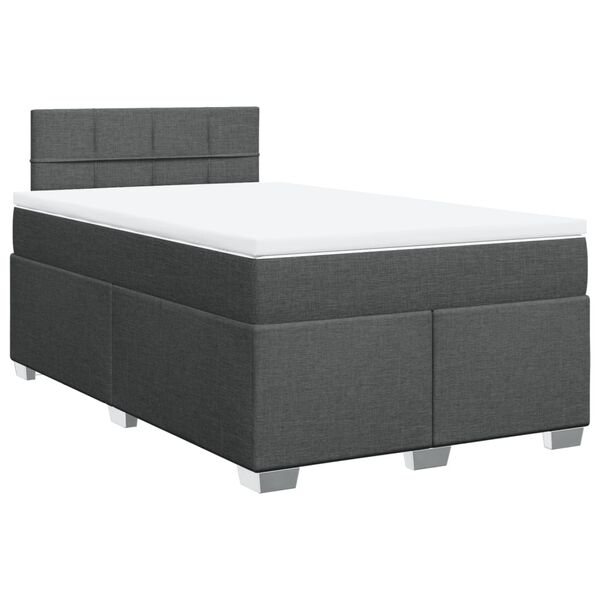 vidaXL Box Spring Bed with Mattress Dark Grey 120x200 cm Fabric