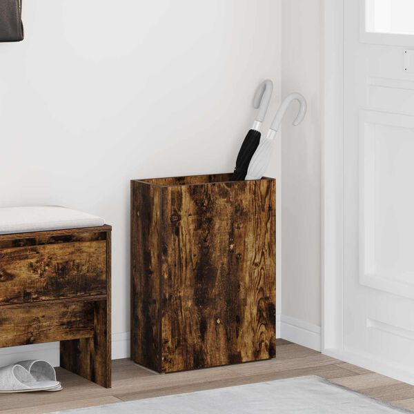 vidaXL Umbrella Stand Smoked Oak 40 x 20 x 55.5 cm Engineered Wood