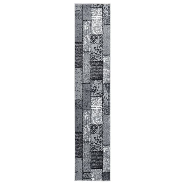 vidaXL Runner Rug BCF Grey with Block Pattern 80x500 cm