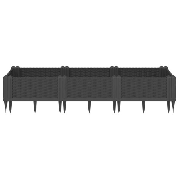 vidaXL Garden Planter with Pegs Black 125x40x28.5 cm PP