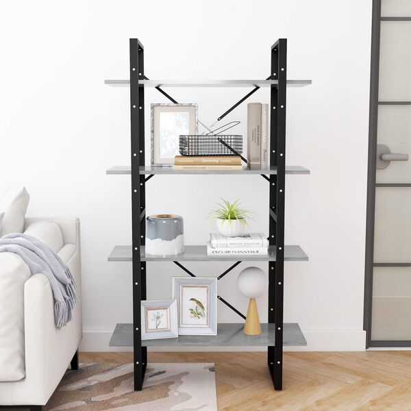 vidaXL 4-Tier Book Cabinet Concrete Grey 80x30x140 cm Engineered Wood