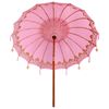 vidaXL Balinese Parasol Pink 215 x 215 x 260 cm Cotton and Wood