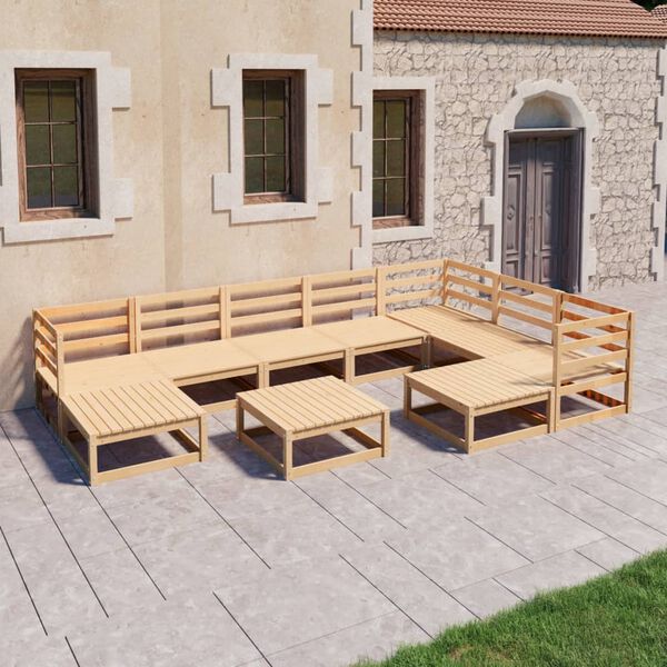 vidaXL 10 Piece Garden Lounge Set Solid Pinewood