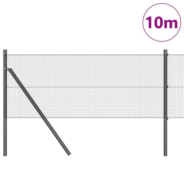 vidaXL Fence Post Grey 10 x 0.5 m (12 x 12 mm mesh) Steel
