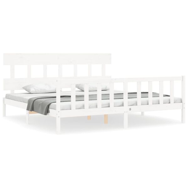 vidaXL Bed Frame without Mattress White Super King Size Solid Wood Pine