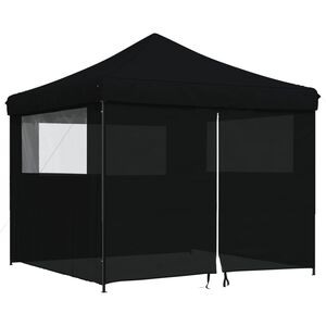 vidaXL Foldable Party Tent Pop-Up with 4 Sidewalls Black