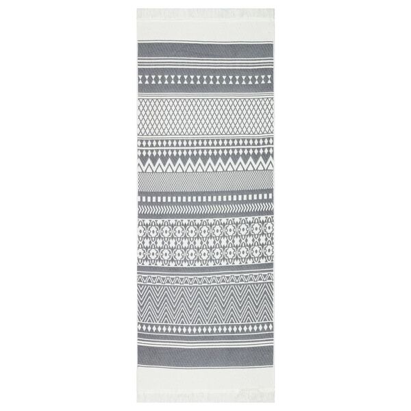 vidaXL Rug Grey and White 100x300 cm Cotton