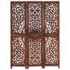 vidaXL Hand carved 3-Panel Room Divider Brown 120x165 cm Solid Mango Wood
