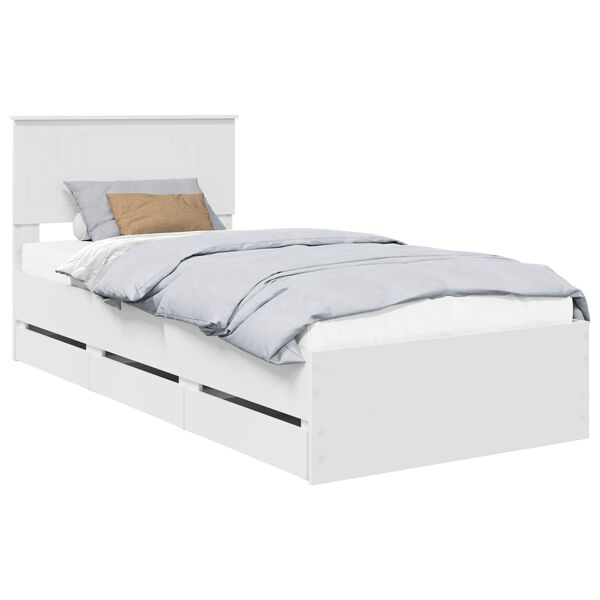 vidaXL Bed Frame with Drawer White 90 x 200 cm Engineer Wood