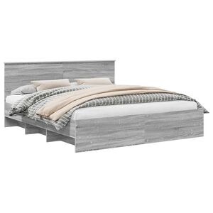 vidaXL Bed Frame Grey Sonoma 200 x 200 cm Engineered Wood