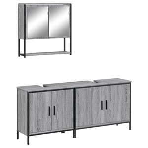 vidaXL 3 Piece Bathroom Furniture Set Grey Sonoma Engineered Wood