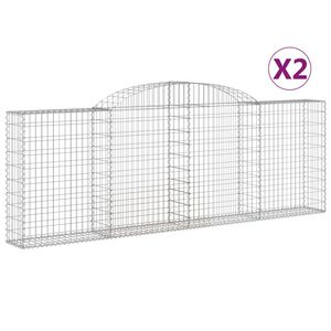 vidaXL Arched Gabion Baskets 2 pcs 300x30x100/120 cm Galvanised Iron