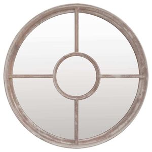 vidaXL Garden Mirror Sand 40x4 cm Iron Round for Outdoor Use