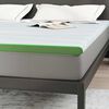 vidaXL Mattress Topper White and Green 200 x 200 x 6 cm Jaquard Fabric