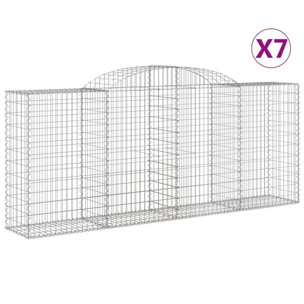 vidaXL Arched Gabion Baskets 7 pcs 300x50x120/140 cm Galvanised Iron