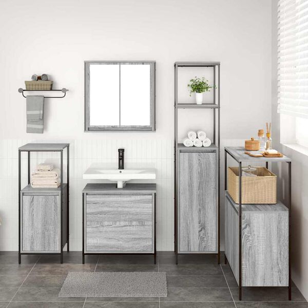 vidaXL 2 Piece Bathroom Furniture Set Grey Sonoma Engineered Wood