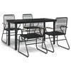 vidaXL 5 Piece Garden Dining Set Black PVC Rattan