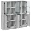 vidaXL Bookcase with Doors Grey Sonoma 136x37x142 cm Engineered Wood