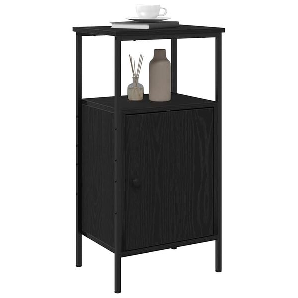 vidaXL Bedside Cabinet Black Oak 41 x 31 x 80 cm Engineered Wood