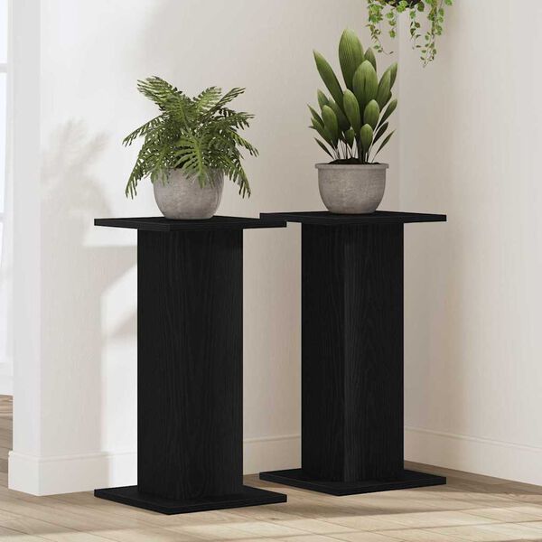 vidaXL Plant Stand 2 pcs Black Oak 30 x 30 x 60 cm Engineered wood