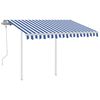 vidaXL Manual Retractable Awning with Posts 3.5x2.5 m Blue and White