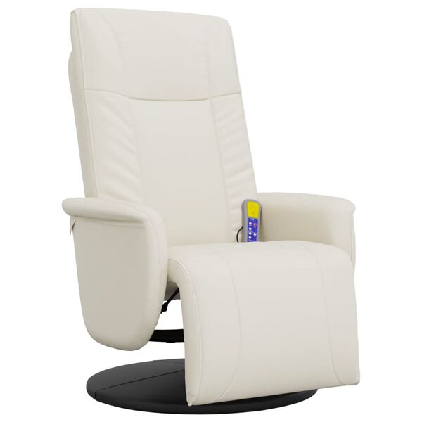 vidaXL Massage Recliner Chair with Footrest Cream Faux Leather