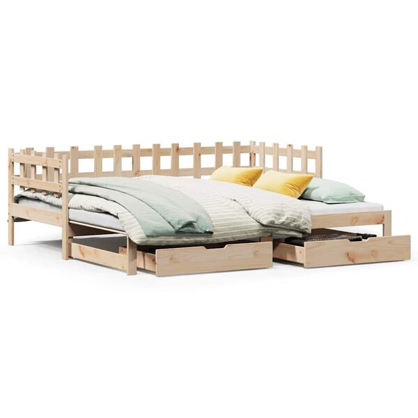 vidaXL Daybed with Trundle and Drawers without Mattress 90x190 cm Single