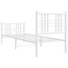 vidaXL Metal Bed Frame without Mattress with Footboard White 80x200cm