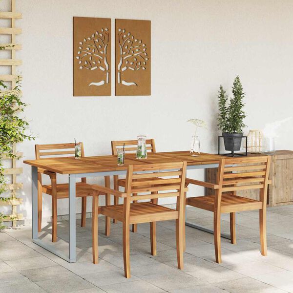vidaXL Garden Dining Table Grey 180 x 90 x 75 cm Solid Acacia Wood