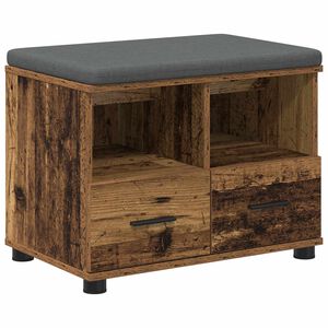vidaXL Hall Bench with Cushion with Drawer Old Wood 60 x 38 x 46 cm