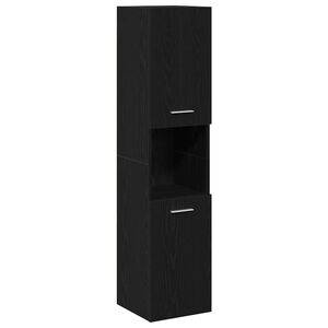 vidaXL Bathroom Cabinet Black Oak 30 x 30 x 130 cm Engineered Wood