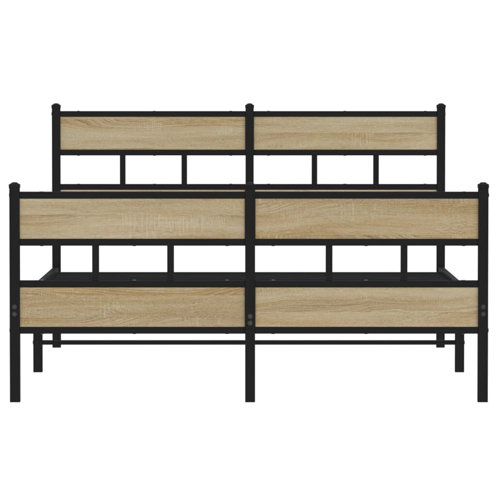 vidaXL Metal Bed Frame without Mattress Sonoma Oak 150x200 cm King Size