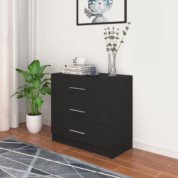 vidaXL Chest of Drawers Engineered Wood 71x35x68 cm Black