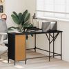 vidaXL Desk Black Oak 141 x 141 x 75 cm Engineered Wood