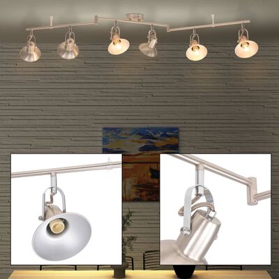 vidaXL Ceiling Lamp for 6 Bulbs E14 Silver